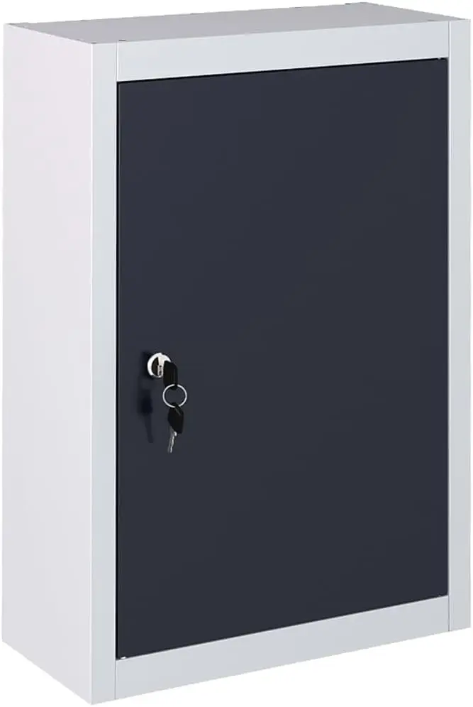 

Industrial-Style Wall Mounted Tool Cabinet - Metal Tool Organizer With Adjustable Shelves And Euro Holes - Lockable Door, Gray
