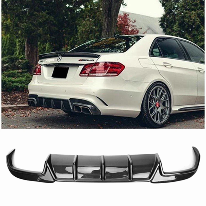 For Benz W212 E260 E300 E63 AMG 2014 2015 2016 Carbon Fiber Rear Spoiler Diffuser Bumper Guard Protector Skid Plate Bumper Cover view 2