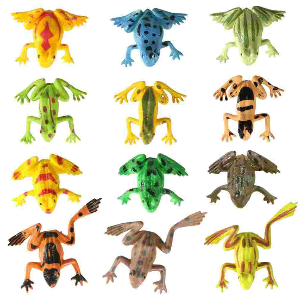 

12 Pcs Frog Model Frogs Birthday Decorations Party Plastic Figures Figurines Small Toy Children’s Toys