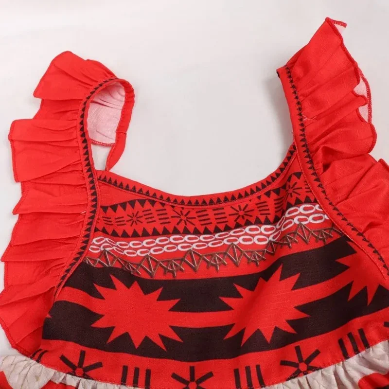 2025 New 3-10 Years Girls Vaiana Dress Moana Costume Children Halloween Birthday Party Outfit Clothes Kids Carnival Fancy Clo AA