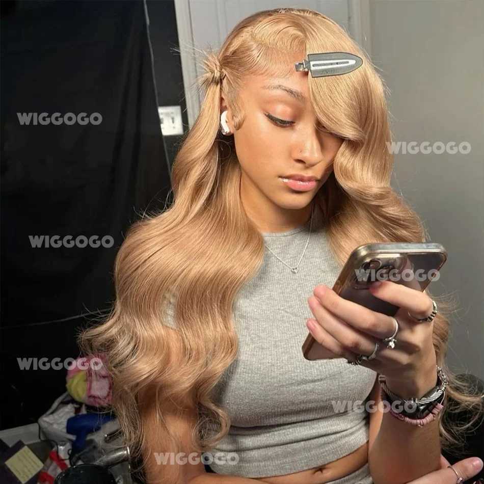 13X6 العسل شقراء الجسم موجة خصلات الشعر المستعار الإنسان 13X4 Hd الدانتيل الشفاف الباروكة الأمامية 30 36 بوصة الملونة الدانتيل الجبهة الباروكات للنساء