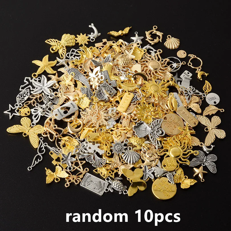 10/20/30/50/100 Stück/Lot Vintage Metallanhänger Sonne Mond Stern Meerestier Muschel Blume Anhänger/Charms für Schmuckherstellung Zubehör Großhandel