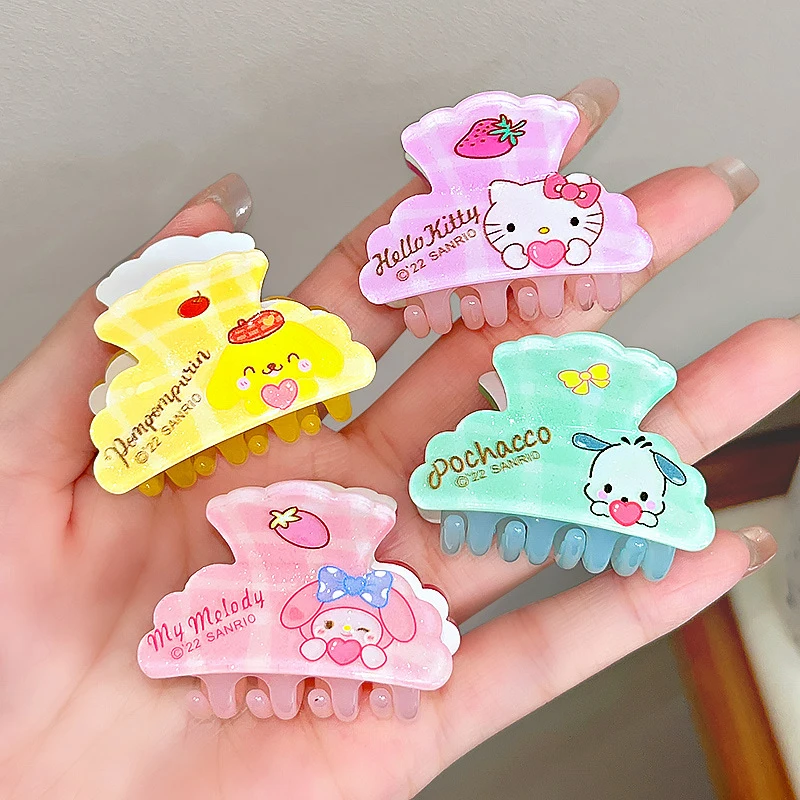 Sanrio Mini Garra De Cabelo para Meninas, Hello Kitty Hairpin, Rabo De Cavalo Clipe De Tubarão, Acessórios Dos Desenhos Animados Kawaii, Cinnamoroll Olá Kitty Presentes