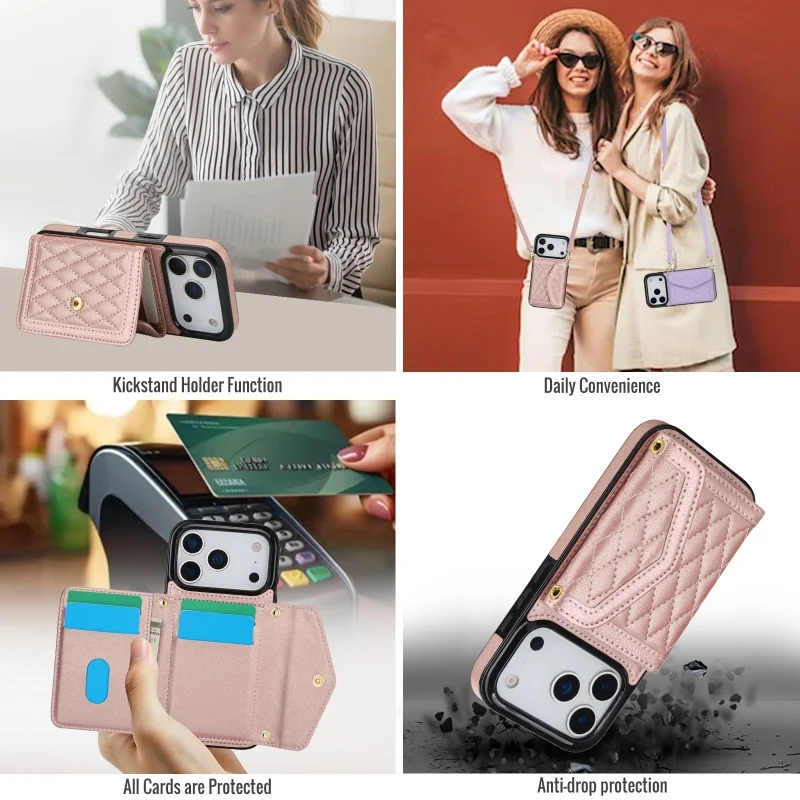 حافظة لهاتف آيفون 17 Air 16E 16 15 Pro Max 14 Plus 13 12 11 X XR XS غطاء قلاب كروس #6