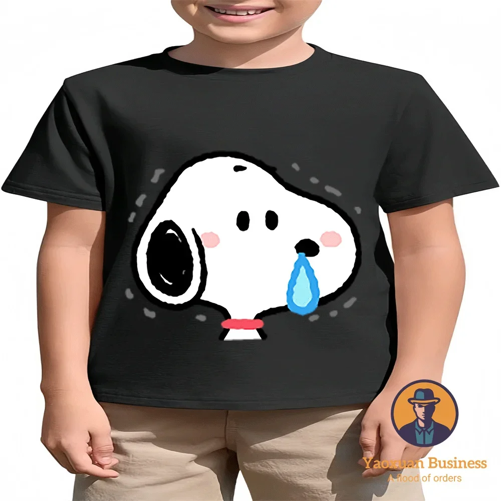 

2-14Y Snoopy Creative Graphic Print Pure Cotton Crew Neck T Shirt 2-14Y Multi Scene Sports Wear