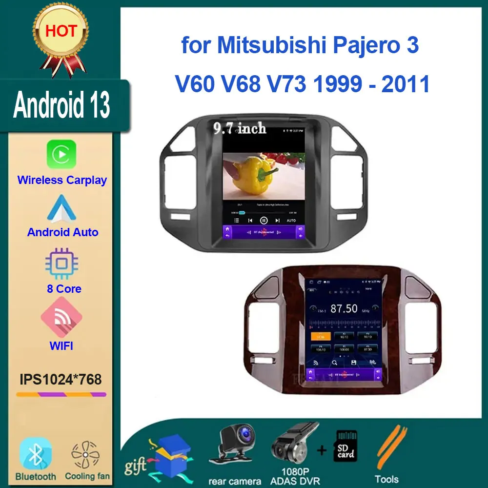 

9.7" For Mitsubishi Pajero 3 V60 V68 V73 1999 - 2006 Android 13 Car Video CarPlay Stereo GPS Navigation Autoradio Multimedia