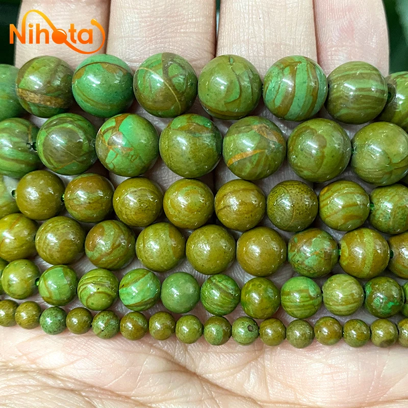 Natural Green Malachite Jaspers Beads Round Loose Stone Beads For Jewelry Making DIY Bracelet Necklace 15\'\' Strand 4/6/8/10/12mm