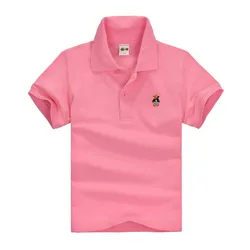 Summer Solid Color Boys Shirts Cotton Kids Polo T-shirts Toddler Tops Tees Quality Teenager Children's Clothes 3-14Years