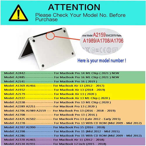 Imagen 2 del producto Funda para portátil Macbook Air 13, modelo A2337 M1 2020 Pro 13 14 A2338 A2289 A2251 A2442, cubierta para Macbook Air 13 A2179 A1932 A1466
