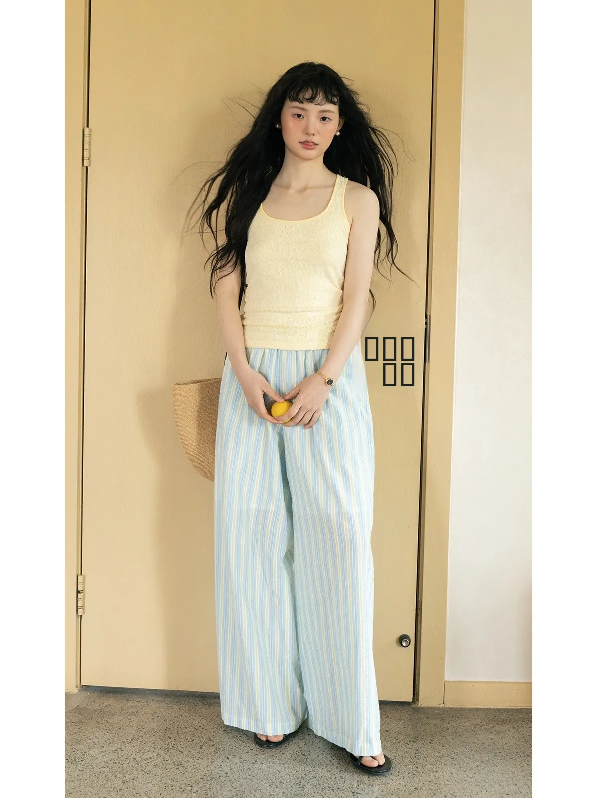 

Летние широкие брюки BUD 2025 в полоску, повседневные, свободные, в пол, с высокой талией, модные женские брюки для работы и отдыха