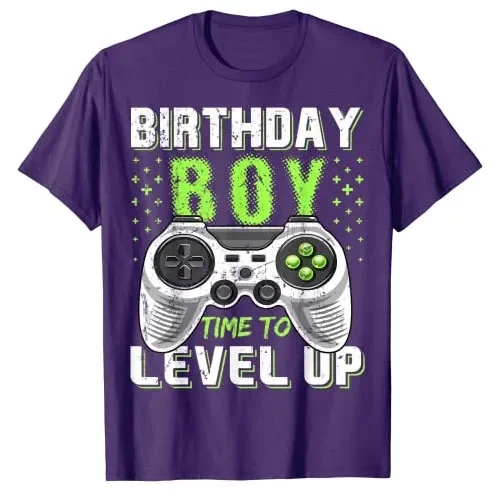 Birthday-Boy Time To Level Up Video Game Birthday Gift T-Shirt Dad Mom of The Birthday Boy Tee Top Gamer Family Holiday Clothes