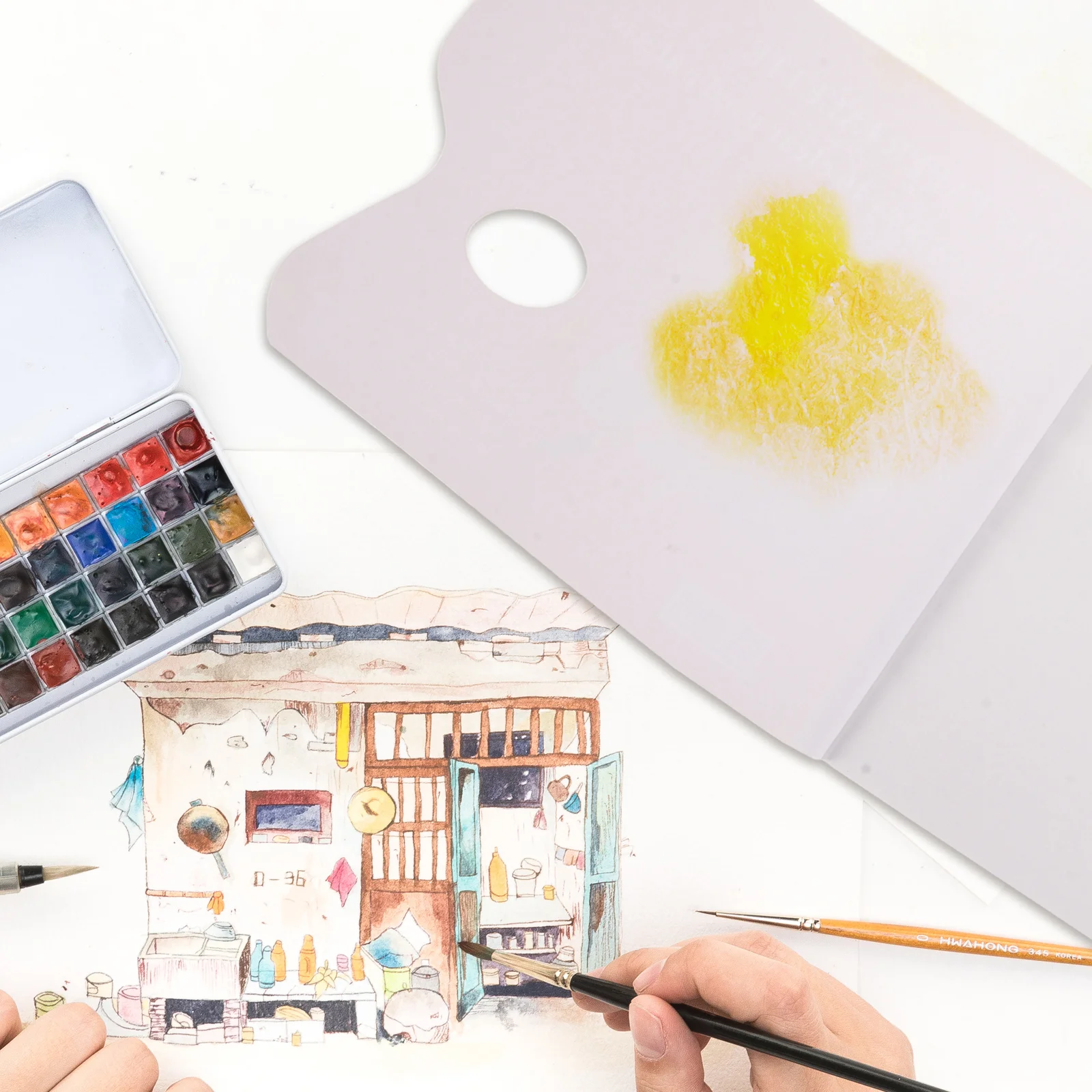

1 Book Durable Painting Paper Mixing Boards Thick Practical Pigment Tray Watercolor Pallet Nail Art Painting Supplies