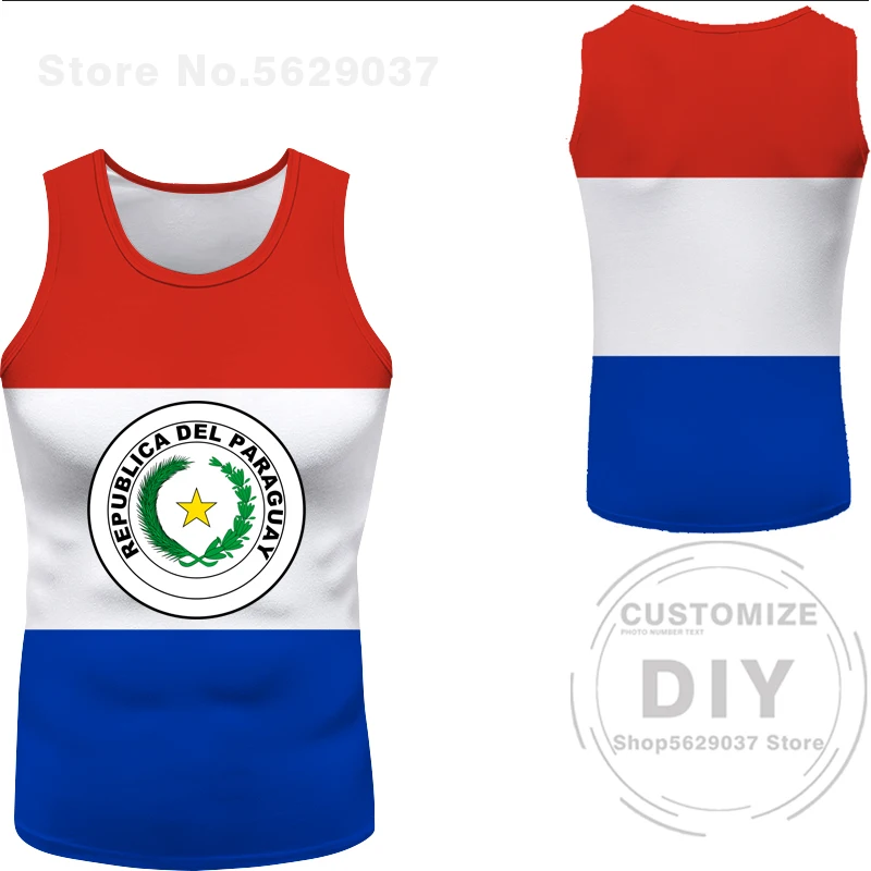 Paraguay Vest Diy Free Custom Name Pry Sleeveless T-shirt Nation Flag Py Paraguayan Spanish Republic College Print Photo Clothes