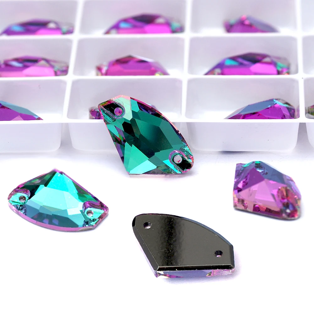 Pubrilex Galactic Aufnähbare Strasssteine aus Glas mit 2 Löchern für DIY-Näharbeiten, Kleidung, Schmuckdekoration – Detail 18