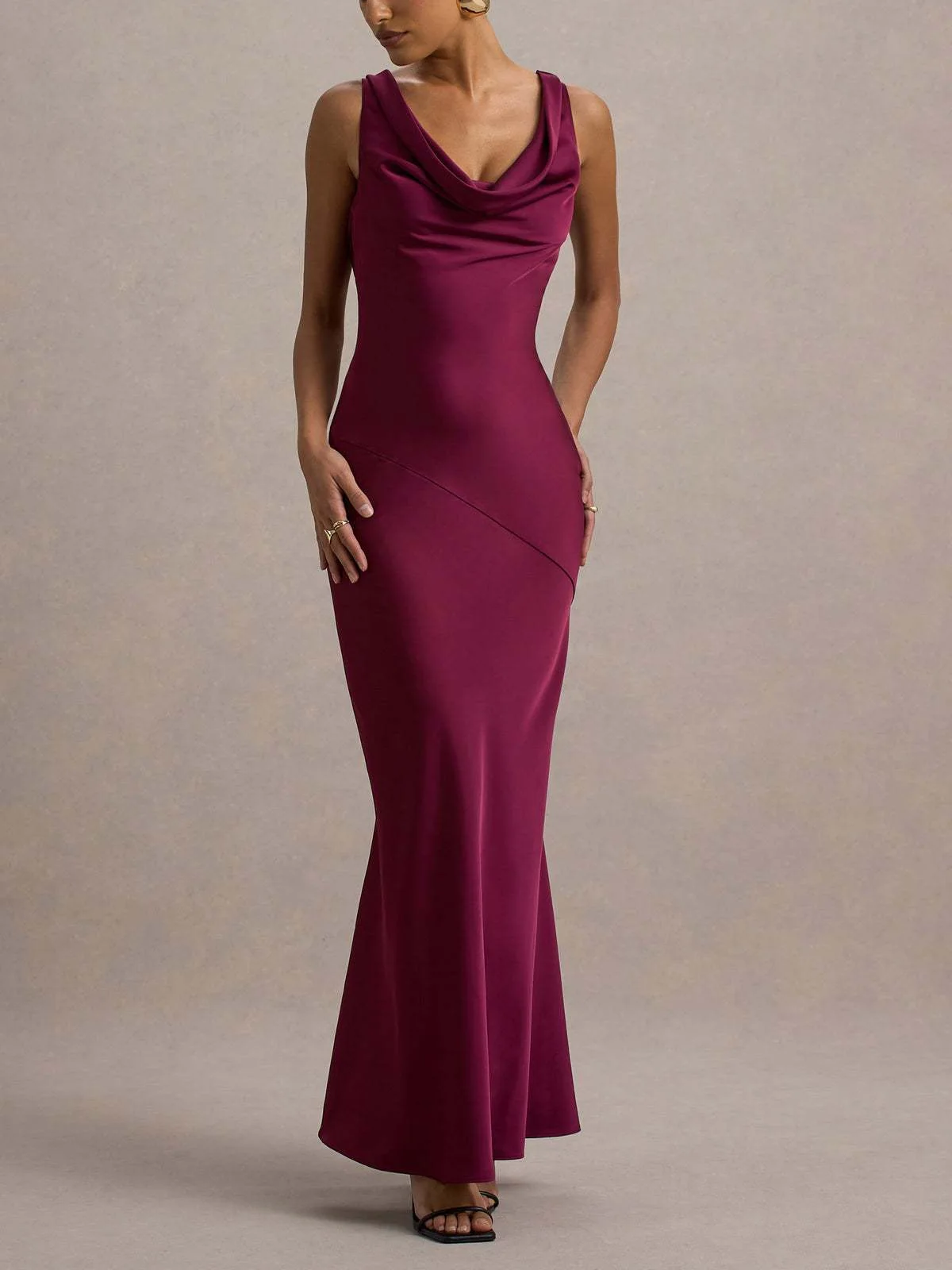 الساتان الطربوش الرقبة عارية الذراعين مثير فستان ماكسي المرأة ثوب موضة بلا أكمام الدانتيل متابعة Bodycon نادي حفلة فستان طويل الإناث