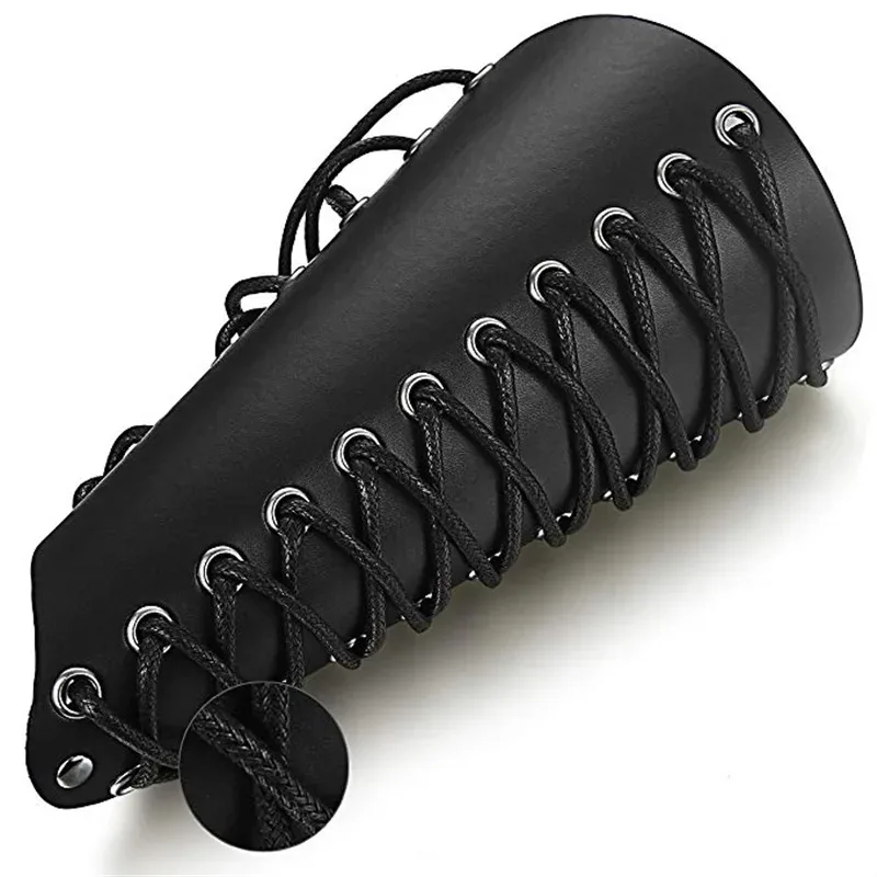 

Medieval Armor Wide Cuffs Bracers Steampunk Gloves Men Renaissance Warrior Knights Templar Leather Lace-up Gauntlet Wristband