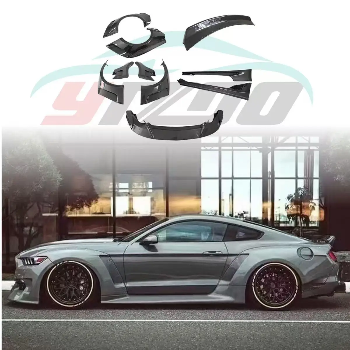 

Auto Parts WIde Body Kits for Ford Mustang 2015-2023 Upgrade to CD Style Front Bumper Lip Rear Lip Side Skirts