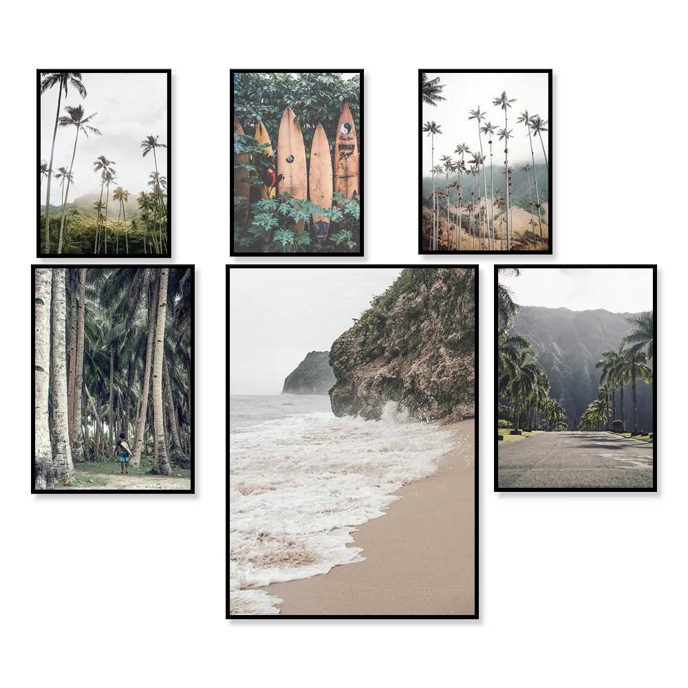Hawaiian print print, palm tree, hawaii poster, hawaiian islands print, coast beachwear, maui print, surfboard poster,