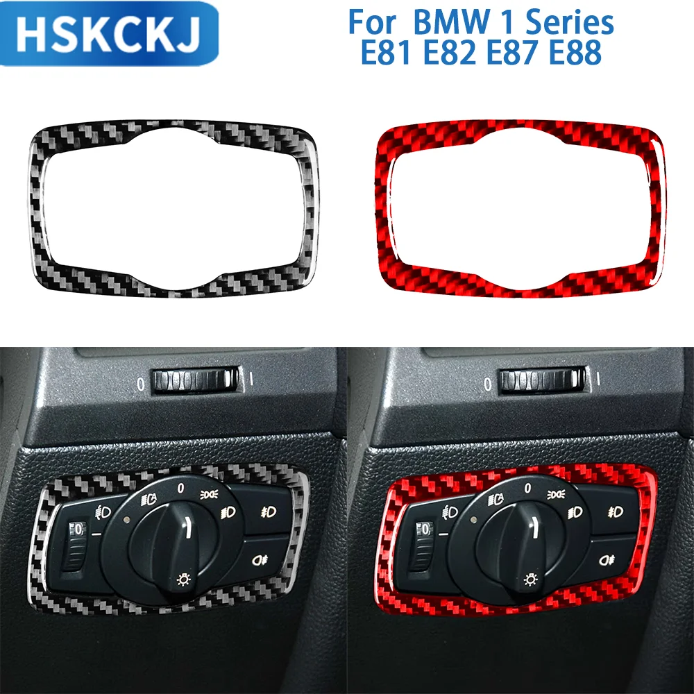 

For BMW 1 Series E81 E82 E87 E88 2008-2013 Car Accessories Carbon Fiber Headlight Switch Frame Cover Trim Sticker Modification