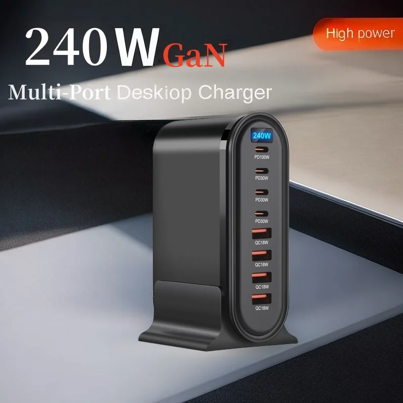 

Новый стиль 240 Вт Настольное зарядное устройство GaN 8-портовое зарядное устройство USB Type C PD Fast Charge 3.0 USB Type C Быстрое зарядное устройство Мобильное зарядное устройство USB