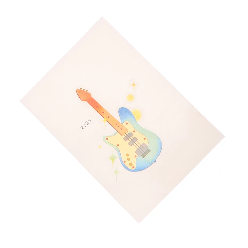 1 Sheet Colorful Small Guitar Temporary Tattoos For Women Men Fake Tattoo Sticker Adults Face Hands Body Art Tatoo