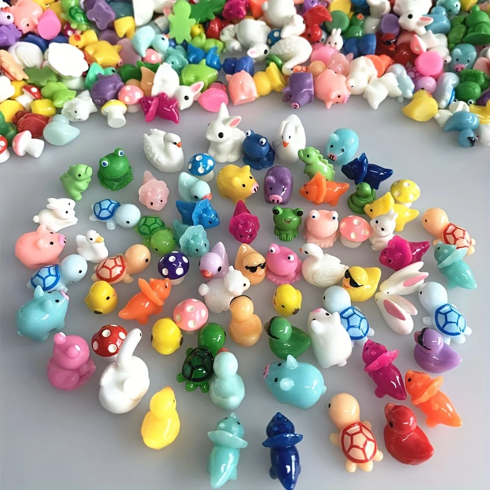 A Set of 8, 16, 32, Or 64 Assorted Resin Animal And Mushroom Mini Figurines, Perfect for DIY Fairy Gardens, Micro Landscapes, Aq