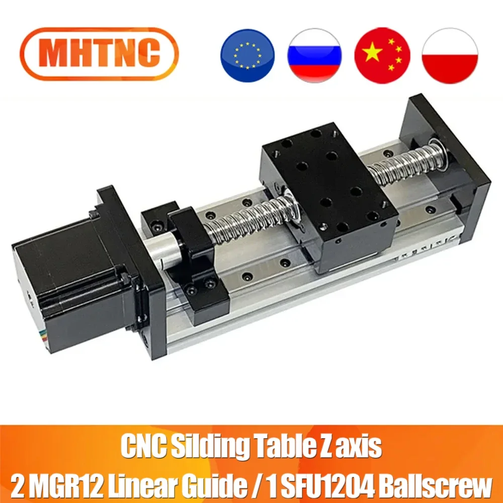 SXG1204 انزلاق الجدول Z محور المرحلة السفر 50 مللي متر-800 مللي متر MGR12 دليل SFU1204 Ballscrew الخطي المحرك حزمة عدة ل Nema23 Nema17