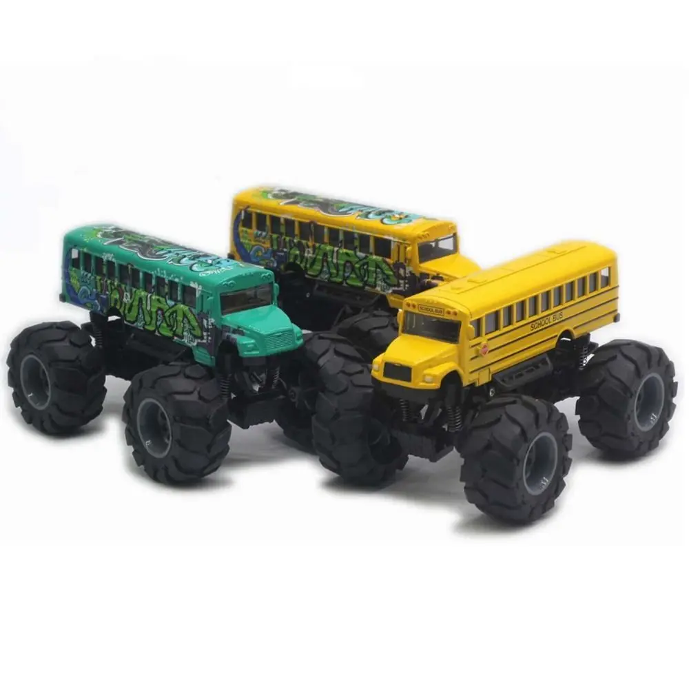 Escala 1:43 modelo de ônibus escolar simulação rodas grandes puxar para trás carro brinquedo inércia brinquedos educativos ônibus escolar veículos brinquedos crianças brinquedo