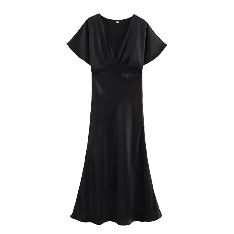 2025 novo vestido novo de primavera, ajuste fino feminino, design casual, temperamento, cetim francês