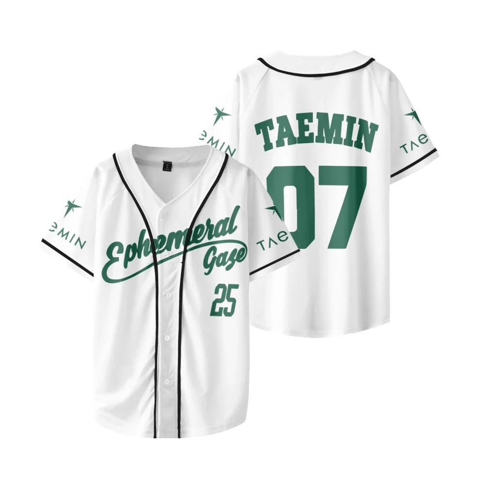 

2025 Taemin Ephemeral Gaze World Tour Short Sleeve T-shirt Baseball Jersey Streetwear Hip Hop Baseball Uniform Casual Sportswear