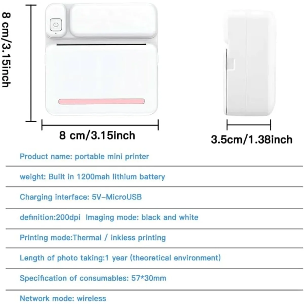 Sticker Printer- Mini Printer C19 Bluetooth Fotoprinter Voor Het Leren Van Hulp, Studie Notities, Dagboek, Plezier, Werk, Kwitanties