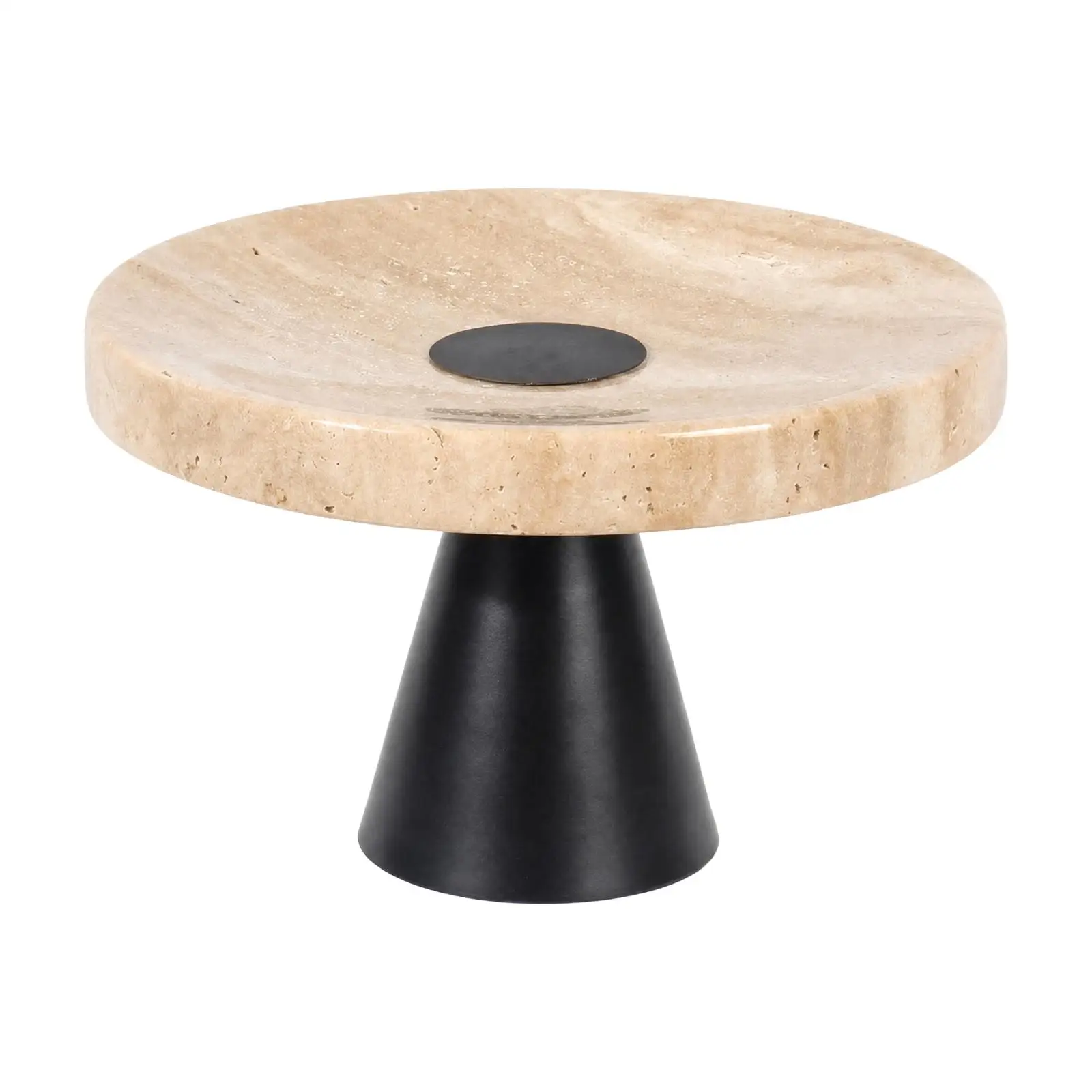 Industrial Style Marble Top Tray with Black Metal Base for Snack Serving and Tabletop Organization