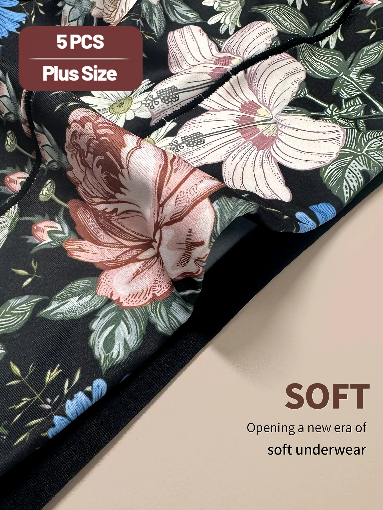 Balení 5 kusů dámského spodního prádla s vysokým pasem pro plnoštíhlé ženy, které reguluje a zvedá bříško, je pohodlné a má tištěný design. - náhled 6