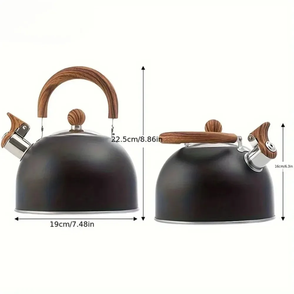 2.5L Stainless Steel Whistling Kettle, Thickened Camping Kettle Heat-Resistant Handle, for Gas Induction Cooker Outdoor Home
