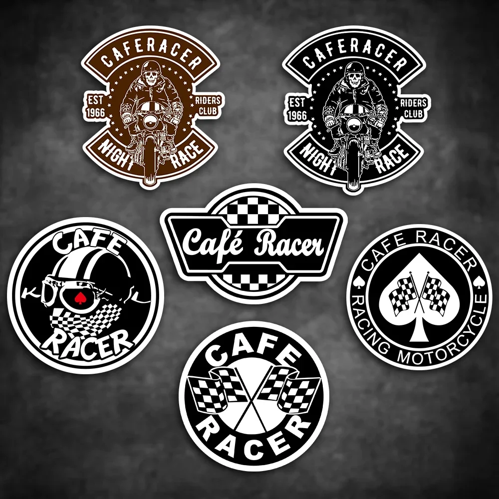 Cafe Racer Motorbike Motorcycle Sticker Retro Helmet Chequered Stickers Vintage Motocross Decals Car Styling Rocker Biker