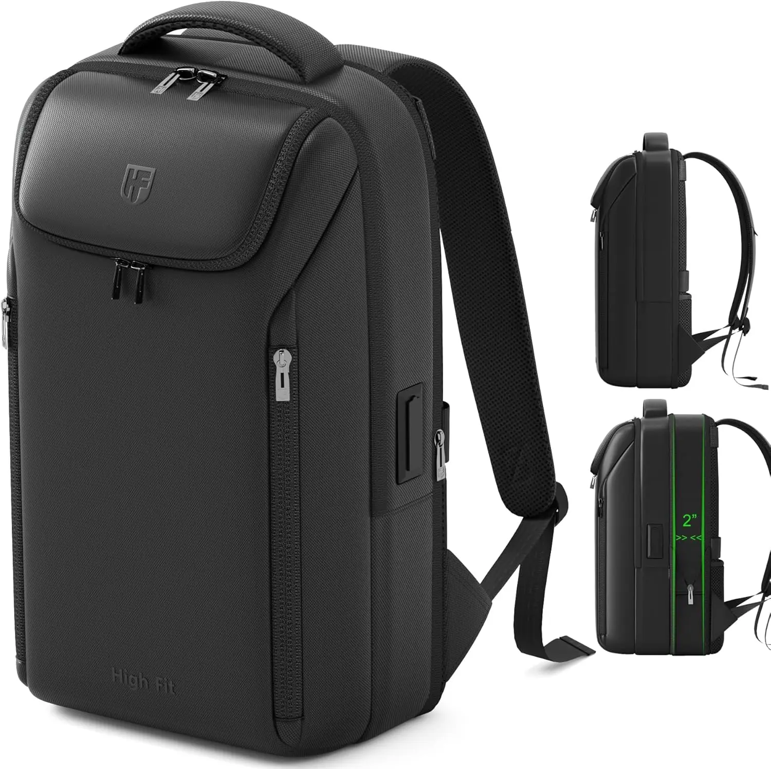 

Expandable Travel Backpack, Business Laptop Backpack with USB Charging Port for 15.6 Inch Laptop Commute