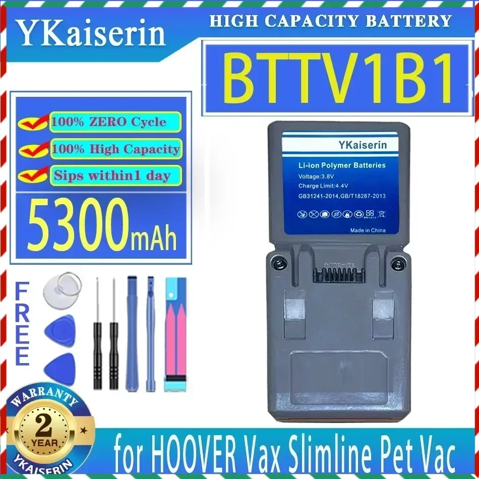 

YKaiserin 5300mAh Replacement Battery BTTV1B1 for HOOVER Vax Slimline Pet Vac New Handheld vacuum cleaner Digital Batteries