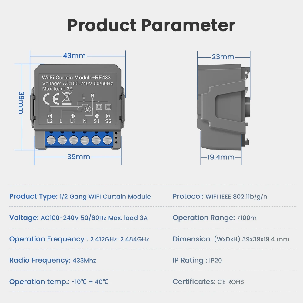 Miucda Tuya Wifi Rf433 Gordijn Schakelaar Module Smart Control Rolluiken Switch App Afstandsbediening Werkt Met Alexa Google Home