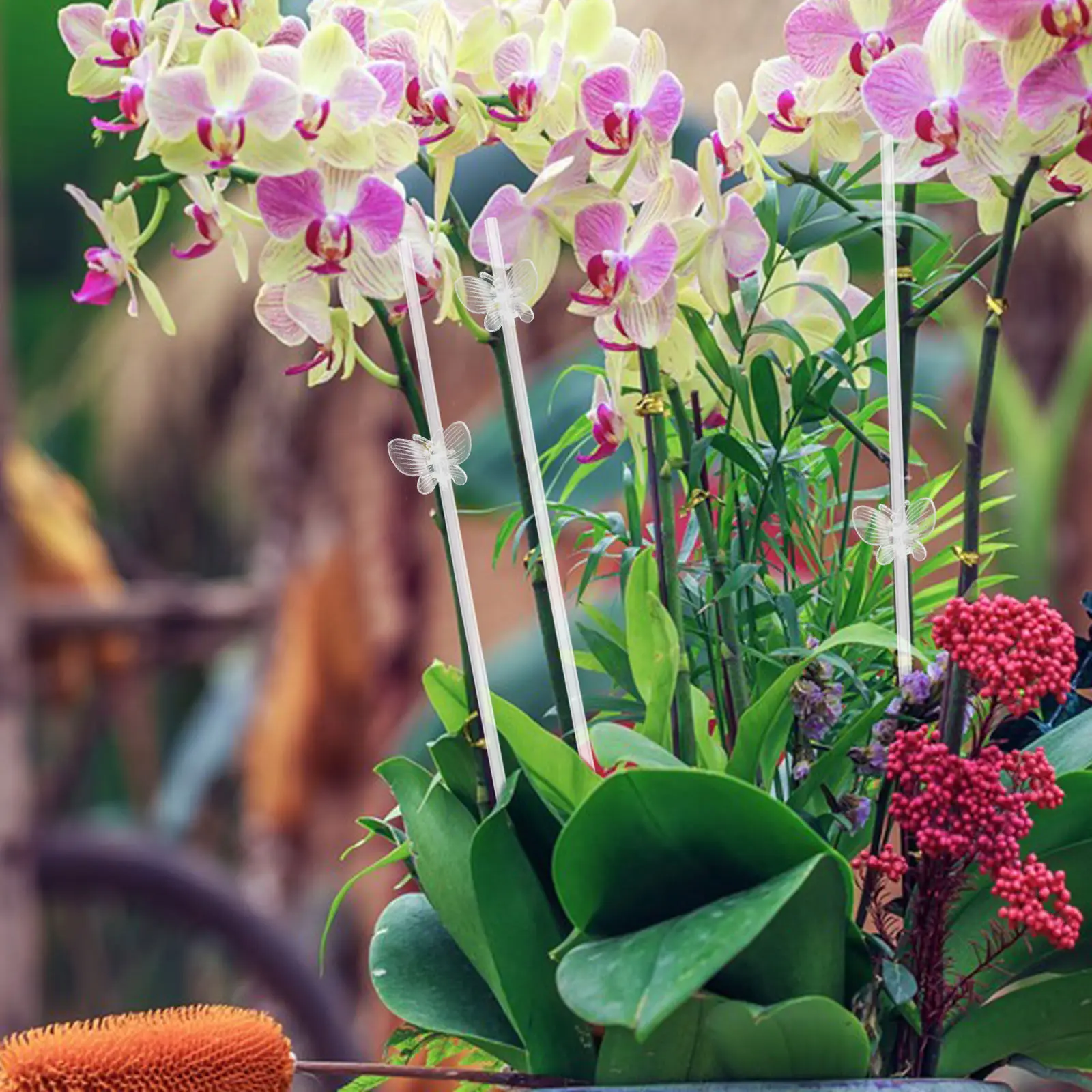 20Pcs Versatile Plastic Orchid Stakes Plant Fixing Clips for Orchid Stems Indoor Decor Greenhouse Lawn Ground Use Anti-Tip