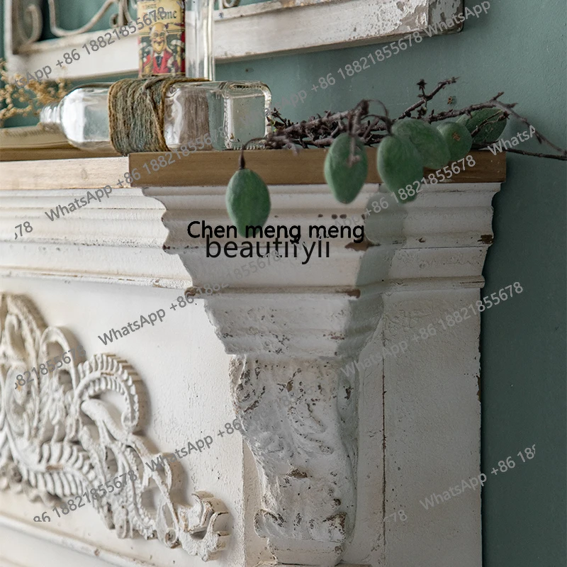 Retro Simulation Fireplace Decorative Cabinet Fireplace Retro Wall Gypsum Fireplace Cabinet Solid Wood  H