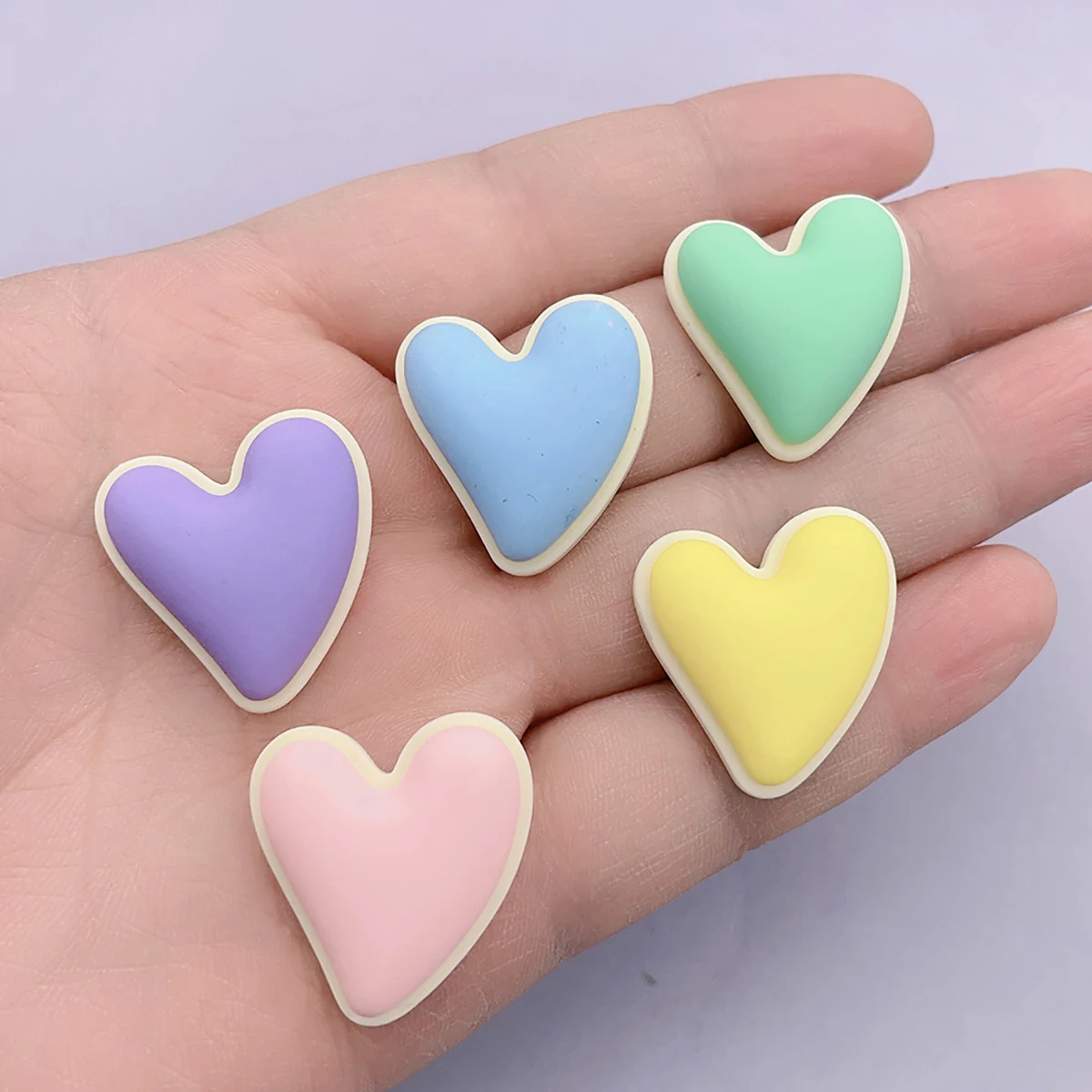 Macaron Heart Shoe Charms, Multi-color 3D Two-tone Border Heart Clog Decorations, Resin Detachable Shoe Ornaments, Easy Install