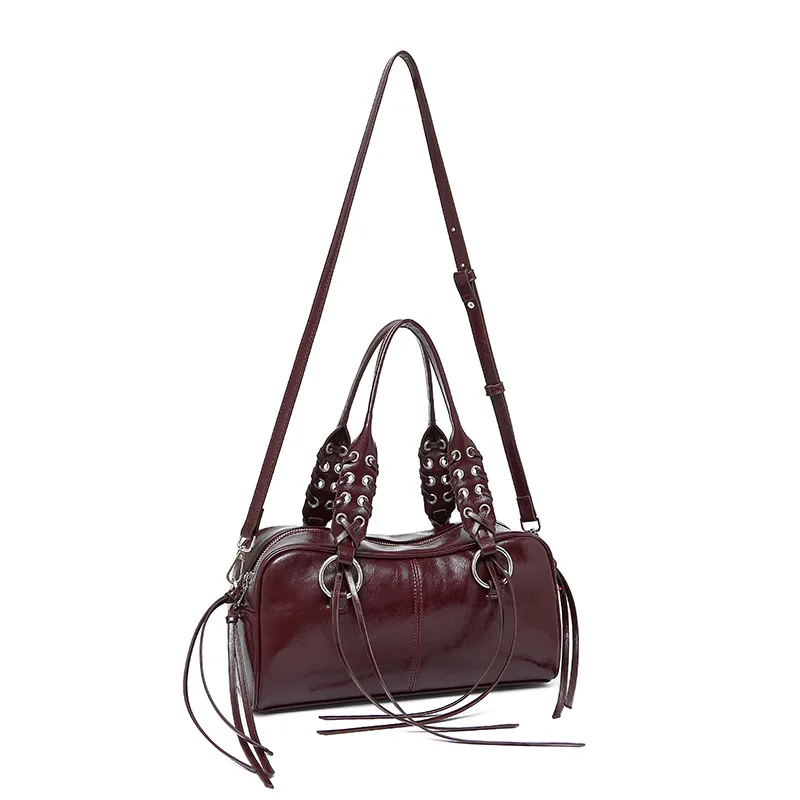 

Новая женская сумка через плечо из искусственной кожи с кисточками, винтажная модная сумка через плечо с регулируемым ремешком и металлическими кольцами для ежедневного использования