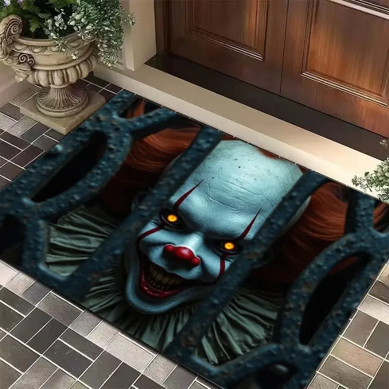 

Halloween Clown Door Mat Horror Movie Clown Halloween Area Rug Indoor Outdoor Welcome Doormat for Home Entrance Decoration