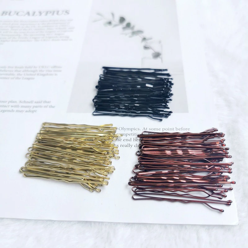 

50pcs 4 Colours 5cm Bagged Women's Wave Hair Clips Curling Hair Clips Hair Clips Black Simple Styling Hair Accessories