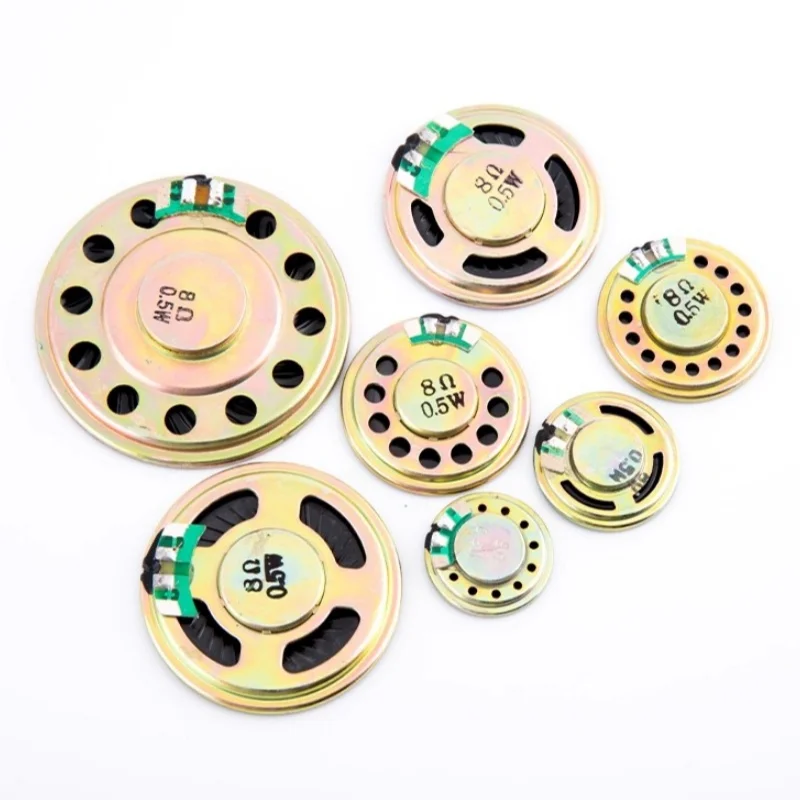10pcs 20/23/28/30/36/40/50/57mm 8Ω 0.5W Mini Speaker Loudspeaker Diameter 2/2.3/2.8/3/3.6/4/5/5.7cm