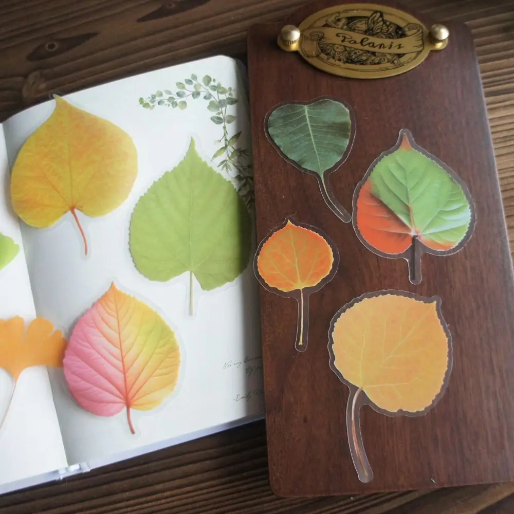 

18pcs Natural Green Yellow Tree Leave Style PVC Sticker Scrapbooking DIY Gift Label Decoration Tag