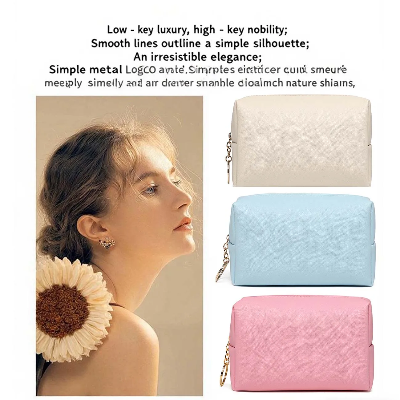 Sac à cosmétiques en cuir PU pour femmes, monogramme Floral, aquarelle, fleurs de roses, lettres initiales, cadeaux, trousse de maquillage, sacs de rangement étanches