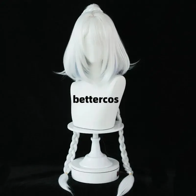 Mualani Cosplay Wig 110cm Long Braided Wig White Blue Highlights Wig Cosplay Anime Cosplay Heat Resistant Synthetic Wigs BFCDED5