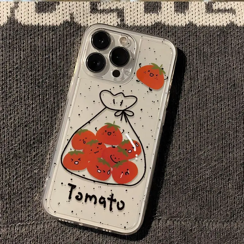 

Funny Bagged Tomatoes Clear Phone Case For Samsung Galaxy S23 S24 S22 S25 Ultra Plus Cover For Galaxy S24+ S23+ S22+ S25+ Fundas