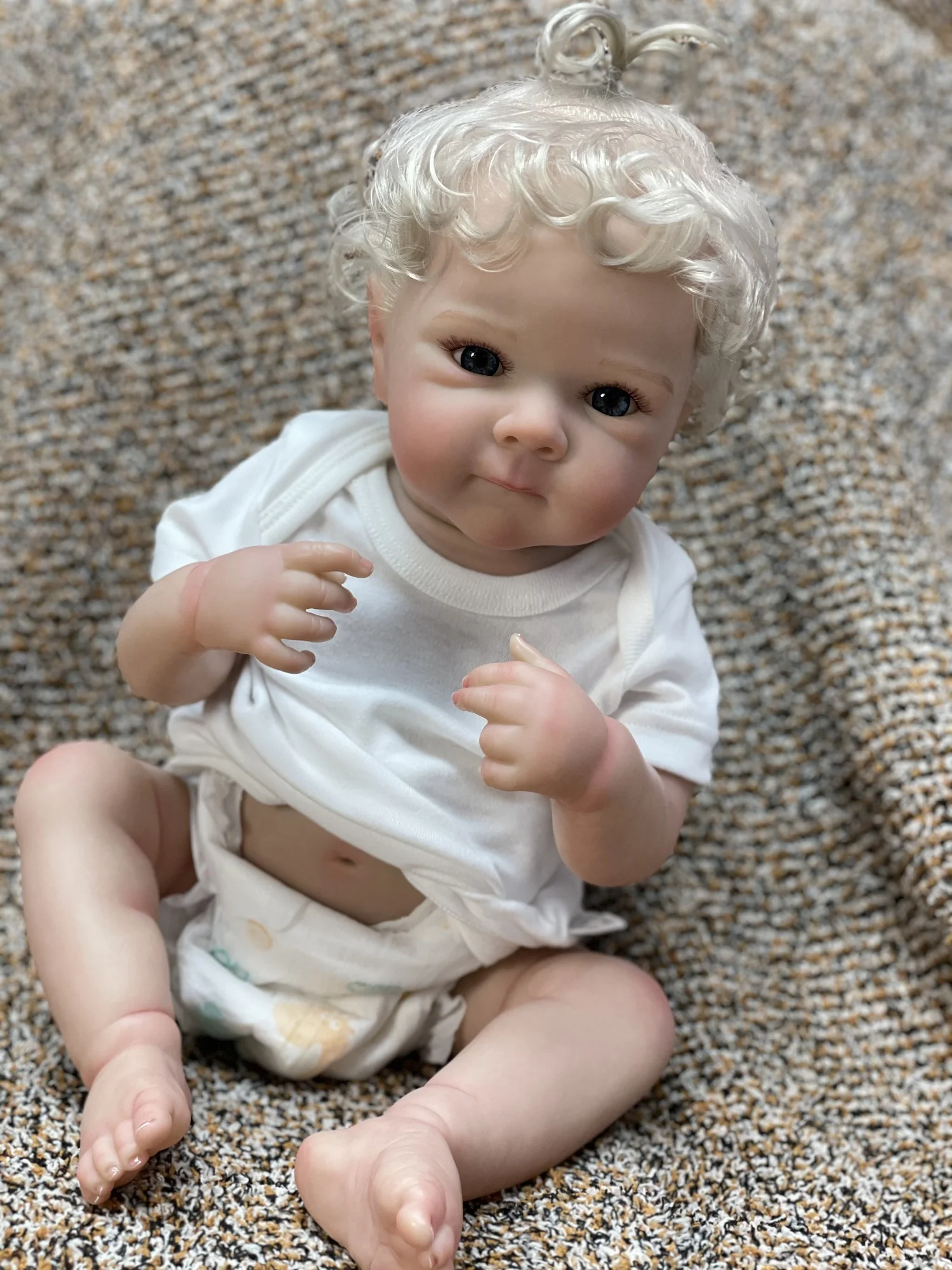 50 ซม.กันน้ํา Bettie Bebe Reborn สาวไวนิลเต็มรูปแบบ Rooted ผมสีขาว Handmade เหมือนจริงตุ๊กตาเด็กทารก Reborn